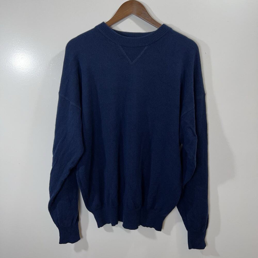 Mens Cashmere Sweater Sz L Navy Timeless Minimalism Understated Luxury Old Money